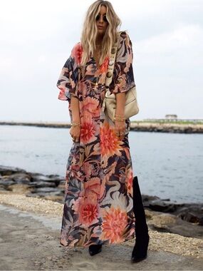 Silk and cotton blend hdywt beautiful lightweight boho floral dress